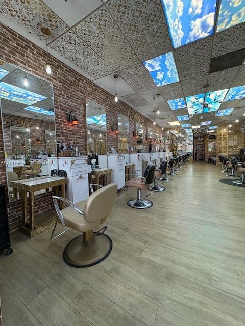 Interior of a hair salon for sale on State Road 7, Boca Raton, FL, with styling chairs and mirrors