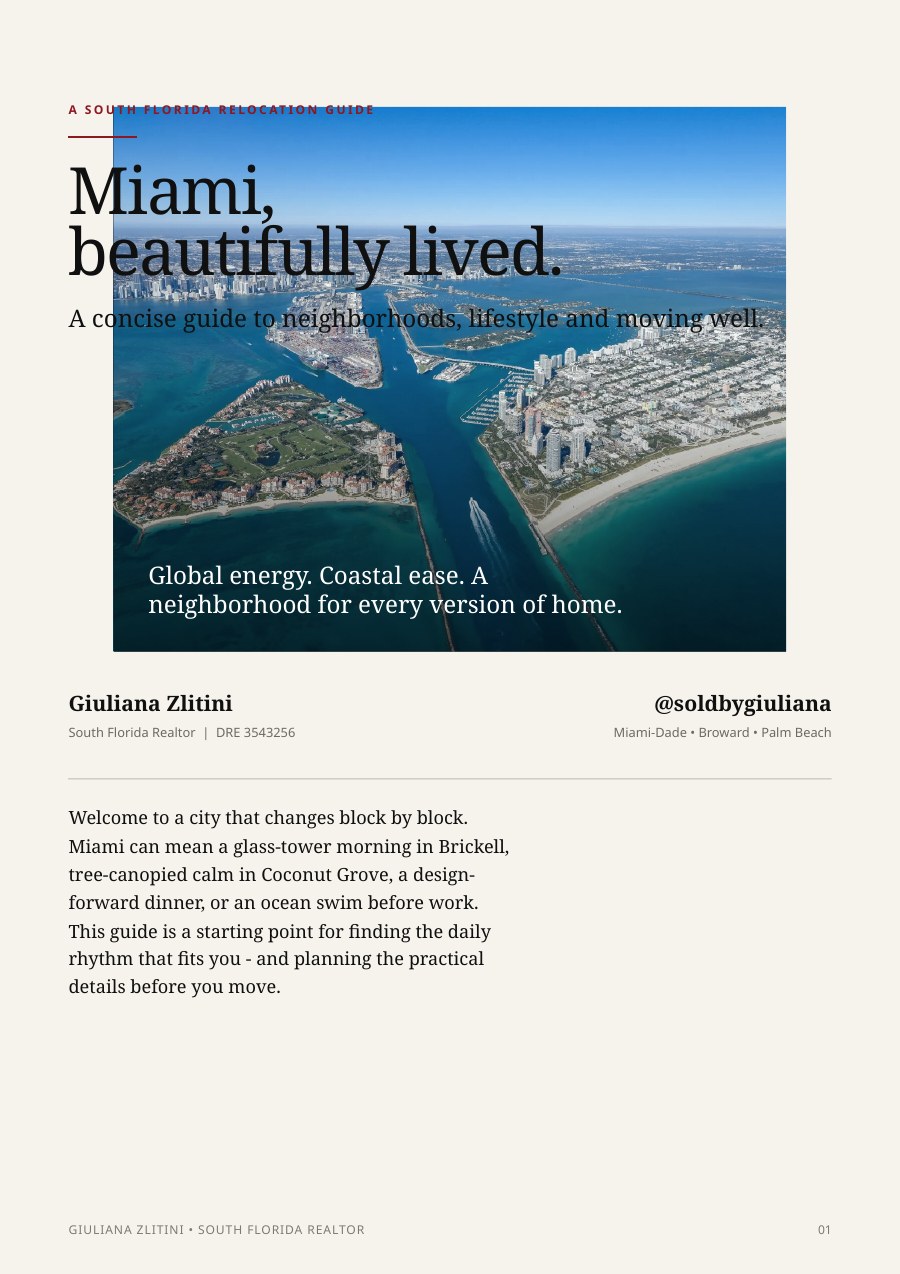 Cover of the Miami relocation guide by Giuliana Zlitini